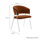 Modway Nella Upholstered Performance Velvet Dining Chair - Rust/Silver - 2 Pack-Barrel Backrest