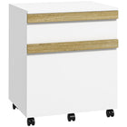 Vinsetto 2-Drawer Letter/A4 Filing Cabinet with 5 Wheels - White Wood Grain-2 drawers to store your office supplies
