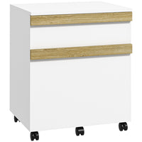 Vinsetto 2-Drawer Letter/A4 Filing Cabinet with 5 Wheels - White Wood Grain-2 drawers to store your office supplies
