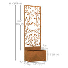 Outsunny Metal Planter Box with 46.5" H Trellis - 16" L x 9" W - Rusty Brown-Wall-mounted design with included expansion screws for secure installation 
