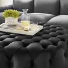 Modway Amour Tufted Button Large Round Performance Velvet Ottoman - Black-Dense Foam Padding