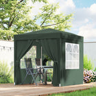 Outsunny 6.6' ft W x 6.6 ft L Pop Up Canopy Tent with Sidewalls - Green-Fire and water resistant oxford cover with anti-UV coating block most harmful rays