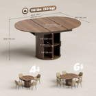 HOMCOM 43.3"-59" Round Extendable Table with Double Shelves & Fluted Doors for 4-6 - Walnut-Sliding-door base adds farmhouse charm and hidden storage