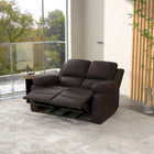 HOMCOM Double Seat PU Leather Reclining Sofa with Arms - Brown-Seat cushion with high-density foam, S spring and elastic band provides resiliency