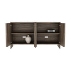 Manhattan Comfort Novara 60" Contemporary 4-Door Sideboard - Jacobean Walnut-Home Assembly Required (All Hardware Included)