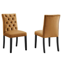 Modway Duchess Performance Velvet Dining Chairs - Cognac - 2 Pack-Solid Wood Frame