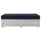 Modway Convene Outdoor Patio Rectangular Ottoman - Light Grey/Navy-Non-Marking Foot Glides