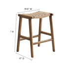 Modway Saoirse Woven Rope Wood Counter Stool - Walnut Natural - Set of 2-Basket Weave Design