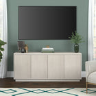 Hudson&Canal Hanson TV Stand for TV's up to 65" - Alder White-Constructed of sturdy MDF and PVC materials in a handcrafted alder white finish