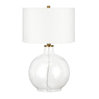 Hudson&Canal Laelia 24.75" Tall Table Lamp with Fabric Shade - Clear Glass/Brass/White-Coastal design for your living room, workspace, or bed side table