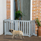 PawHut 4 Panel Foldable Dog Gate with Door - Grey-Two additional supports for increased stability 