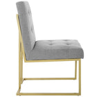 Modway Privy Gold Stainless Steel Upholstered Fabric Dining Accent Chair - Gold/Light Grey-Gold Stainless Steel Base