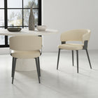Manhattan Comfort Luce 22" Modern Textured Leatherette Upholstered Dining Chair - Sand - Set of 2-Upholstered in Luxurious Textured Leatherette with Fine Stitching