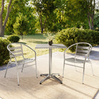 Flash Furniture 23.5" Square Aluminum Indoor-Outdoor Table Set with 2 Slat Back Chairs-Lightweight Design