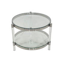 Plata Import Clemensia 23"W Round Side Table - Silver-The transparent acrylic legs lend an ethereal touch, creating an illusion of floating elegance