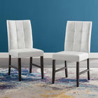 Modway Promulgate Biscuit Tufted Upholstered Faux Leather Dining Side Chair - White - 2 Pack-Dense Foam Padding for Comfort