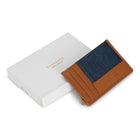 Champs Denim Leather Slim Cardholder - Tan/Blue-Middle compartment