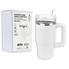 Link Products Double Wall Tumbler with Plastic Straw - White-Double Wall