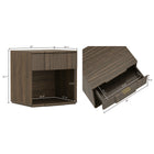 Manhattan Comfort Clive 22" Mid-Century Modern 1-Drawer Nightstand - Walnut and Black-Integrated metal pull creates a seamless, uninterrupted drawer front