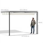 Outsunny 10 ft W x 10 ft L Outdoor Pergola Gazebo with Retractable Canopy - Cream White-Stable standing metal frame structure. Ground stakes included for pinning to the ground