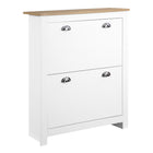 HOMCOM Hallway Shoe Cabinet with 2 Flip Drawers for 12 Pairs - White-You can store up to 6-12 pairs of shoes (CA Men Size 11.5) in two tilting drawers