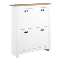 HOMCOM Hallway Shoe Cabinet with 2 Flip Drawers for 12 Pairs - White-You can store up to 6-12 pairs of shoes (CA Men Size 11.5) in two tilting drawers