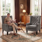 HOMCOM Fabric Accent Chair with Wood Legs - Rolled Arms for Bedroom - Charcoal Grey-Overall Dimension: 29.1" W x 33.9" D x 40.2" H /74W x 86D x 102H cm
