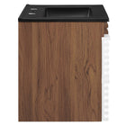 Modway Render 24" Wall-Mount Bathroom Vanity - White/Walnut/Black-Full-Extension Drawers