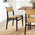 Modway Wynn Rope and Wood Dining Side Chair - Black Natural-Solid Beech Wood Frame