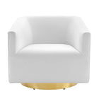 Modway Twist Accent Lounge Performance Velvet Swivel Chair - Gold White-Comes Fully Assembled