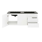 Modway Vitality 48" Double Sink Bathroom Vanity - White/Black-8" Centerset Faucet Holes
