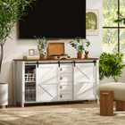 HOMCOM 60" Farmhouse Sideboard Buffet Cabinet with Sliding Barn Doors & Drawers - Cream White-Two sliding doors for easy access to essentials in two side cabinets