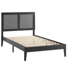 Modway Sirocco Rattan and Wood Twin Platform Bed - Black-Twin Platform Bed With Headboard