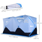 Outsunny 8-Person Insulated Ice Fishing Tent - Pop-up - for -22℉ - Blue-Zippered doors for you to enter the tent easily and freely      
