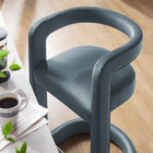 Modway Winslow Performance Velvet Counter Stool - Cadet Blue-Stainless Steel Footrest