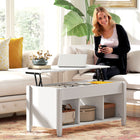 HOMCOM Lift Top Coffee Table with Storage - White-Protective pads on both tabletop and legs help prevent scratches and ensure safety