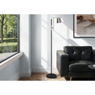 Monarch Specialties 65" H Contemporary Floor Lamp - Black Metal / Nickel Shade-The sturdy round, black metal base and silver arm supports the chic nickel shade that can be moved from side to side to direct lighting where needed to instantly brighten up a living room, bedroom, or office