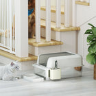 PawHut Stainless Steel High Sided Cat Litter Box with Scoop-Stainless steel tray ensures easy cleaning 