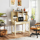 HOMCOM 41.3" Computer Desk with Storage - Oak-Oak finish and clean lines offer a modern aesthetic