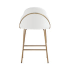 Manhattan Comfort Gracie 22" Modern Leatherette Upholstered Counter Stool - White and Gold-Minimal Assembly Required. Hardware Included