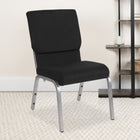 Flash Furniture HERCULES Series 18.5"W Stacking Church Chair in Black Fabric - Silver Vein Frame-16 Gauge Steel Frame