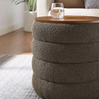 Modway Mezzo Round Boucle Fabric Storage Ottoman - Pebble-Non-Marking Foot Glides