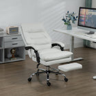 Vinsetto Executive Office Chair with Footrest and 6-Point Massage and Heat - Cream White-Curved backrest and double-tier padding provide extra support 