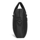 Champs Onyx Leather Slim Briefcase - Black-Trolley Strap