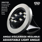 Bell + Howell Solar Powered Swivel Disk Outdoor Path Lights with 8 LED Bulbs - 4 Pack-Adjustable Light Angle for Customized Coverage: The swivel feature allows you to adjust the angle of illumination, ensuring optimal lighting coverage for different outdoor areas