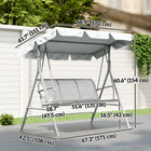 Outsunny 3-Seater Patio Swing - Light Grey-Breathable sling fabric seating for 3 people with max load 530lbs  
