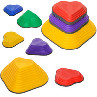 Qaba Kids Stackable Heart-Shaped Balance Stepping Stones 6-Piece Set-Enhances balance and sensory coordination with colourful design 