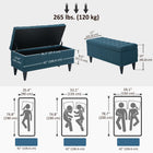 HOMCOM Flip Top Storage Ottoman Bench for End of Bed - Blue-Covered hardwood feet are raised to keep from scratching the floor