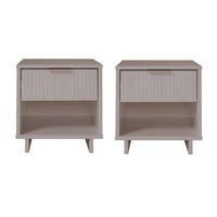 Manhattan Comfort Granville 18.11" Modern 1-Drawer Nightstand 2-Piece Set - Light Grey-Modern-Contemporary with a taste of Glam - Nightstand for Bedroom and Living Room Use. Set of 2