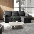 HOMCOM Convertible Corner Modular 3-Seater Sofa Bed - Black-Convertible design: reversible chaise can be installed on the left or right to match your space